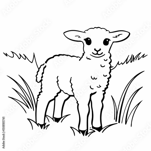 Cute vector cartoon illustration of a sheep and other farm animals like cows, goats, and cattle, perfect for nature and agriculture themes