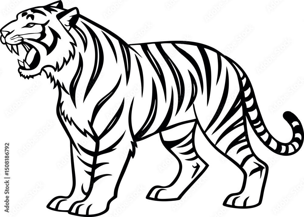 Fototapeta premium Tiger Line Drawing – Wild Cat Minimalist Art