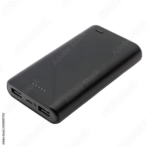 Portable charger power bank for devices isolated on transparent background.
