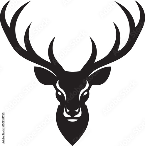 deer head silhouette, buck head vector, antler animal outline, forest animal shadow, majestic deer head, deer profile clipart, stag head icon, hunting logo silhouette, wild animal head