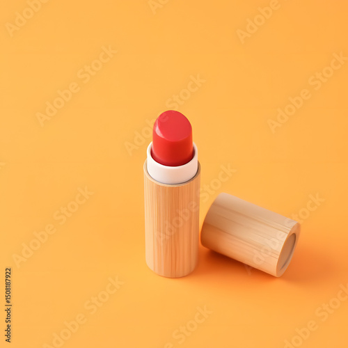 red lipstick on a black background