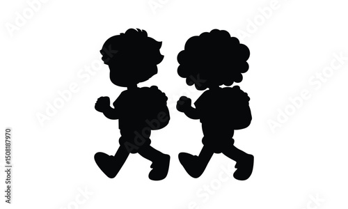 Children icon vector Brother and Sister Silhouette