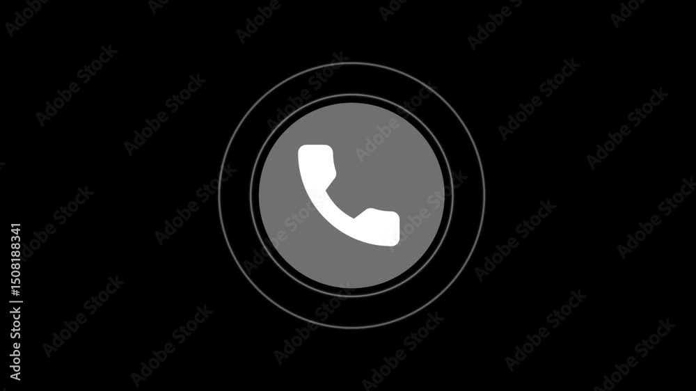 Smart phone call ring icon animation with isolated black background ...