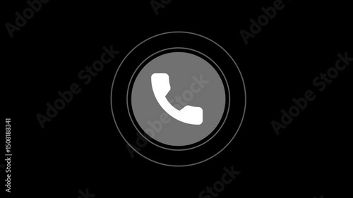 Smart phone call ring icon animation with isolated black background.