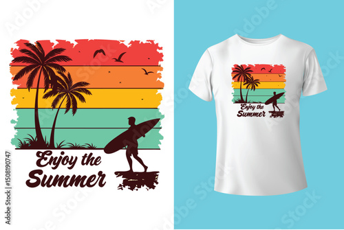 Tropical Summer Shirt Design – Palm Trees and Sunshine, Outdoor Summer Day Tee – Relax and Enjoy the Heat, Summer Mood T-Shirt Artwork – Ocean, Fun, and Sun, Summer Graphic Tee – Trendy Design for Hot