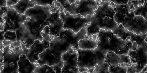 Abstract background with dark thunderbolt mineral texture on black marble in natural patterned for background. Modern design with old vintage rough texture and Monochrome texture