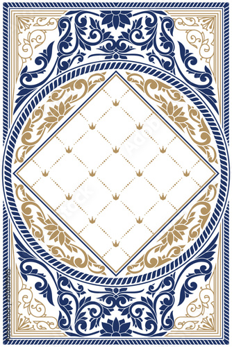 Decorative ornate retro floral blank card template
