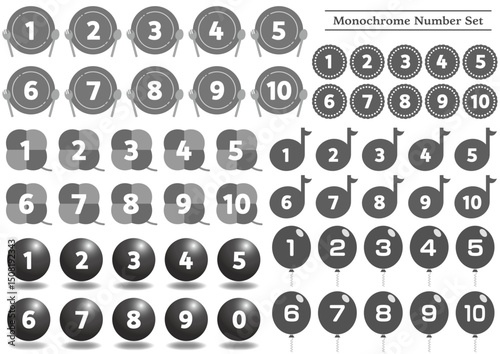 モノクロ数字のアイコンセット