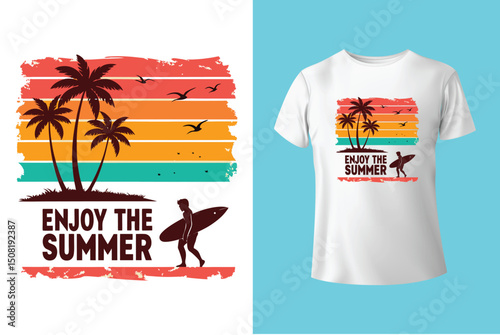 Tropical Summer Shirt Design – Palm Trees and Sunshine, Outdoor Summer Day Tee – Relax and Enjoy the Heat, Summer Mood T-Shirt Artwork – Ocean, Fun, and Sun, Summer Graphic Tee – Trendy Design for Hot