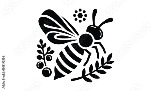 Bee sitting on a flower Vector Design