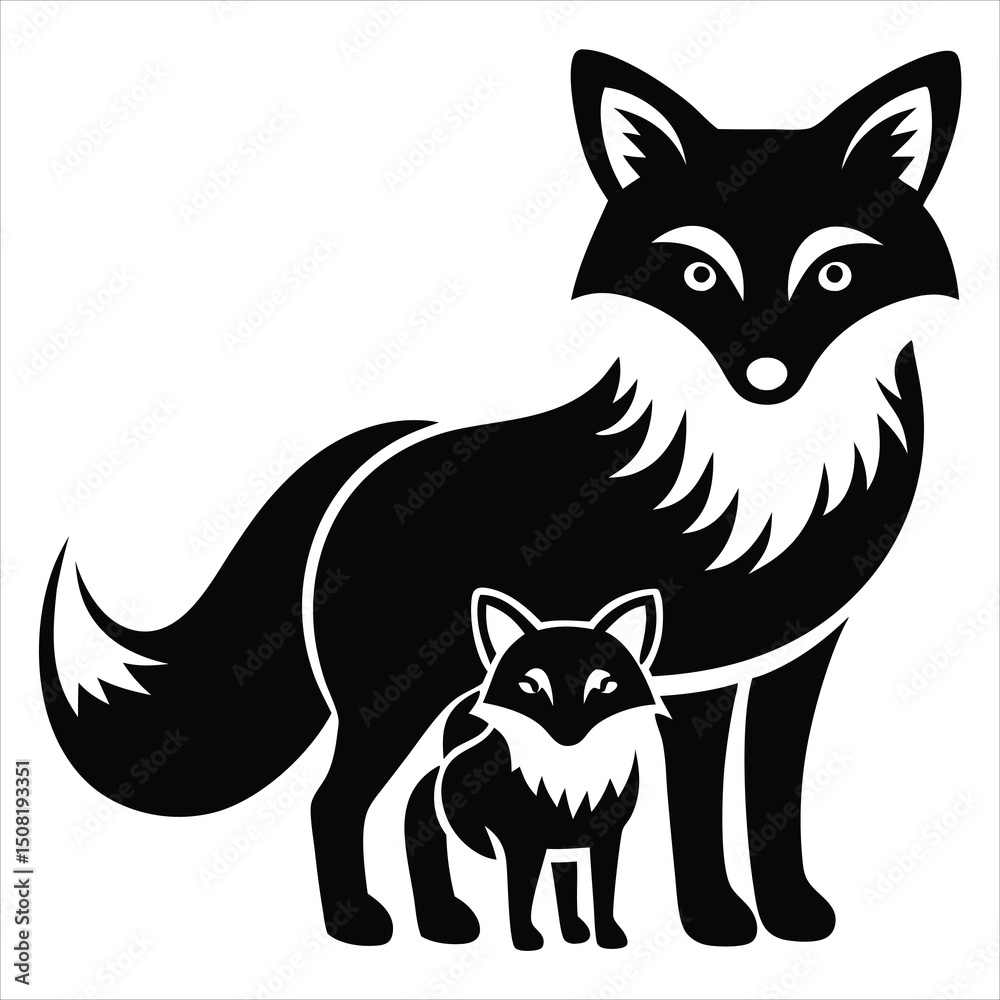 Fototapeta premium fox black silhouette vector logo