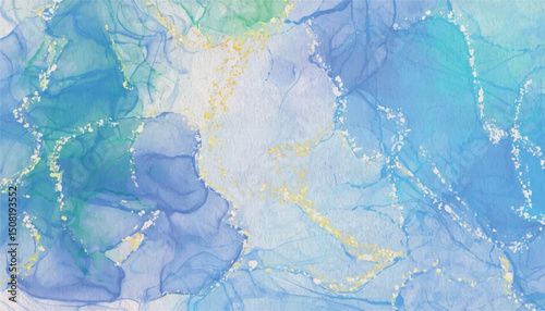 blue alcohol abstract watercolor hand drawn background illustration art
