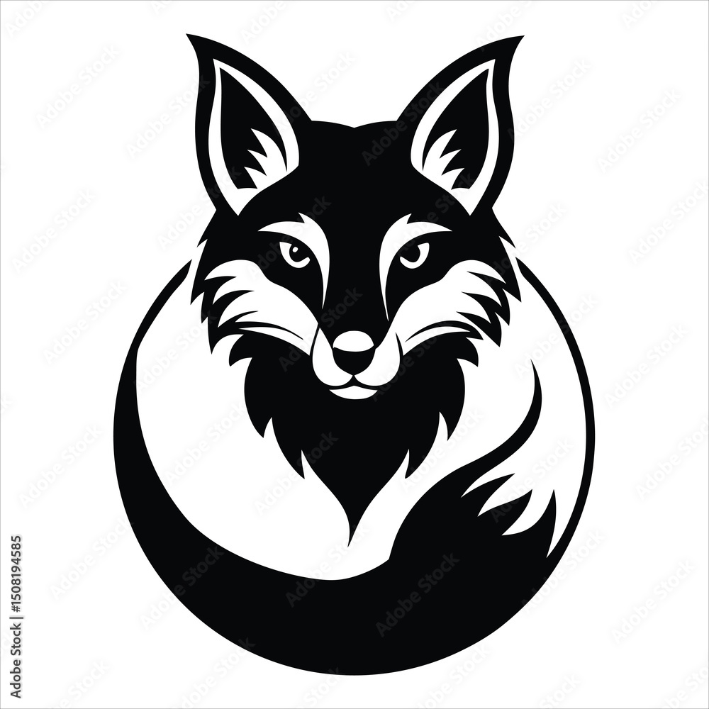 Obraz premium fox black silhouette vector logo 