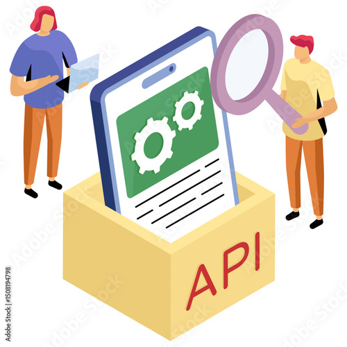 Trendy design illustration of mobile api