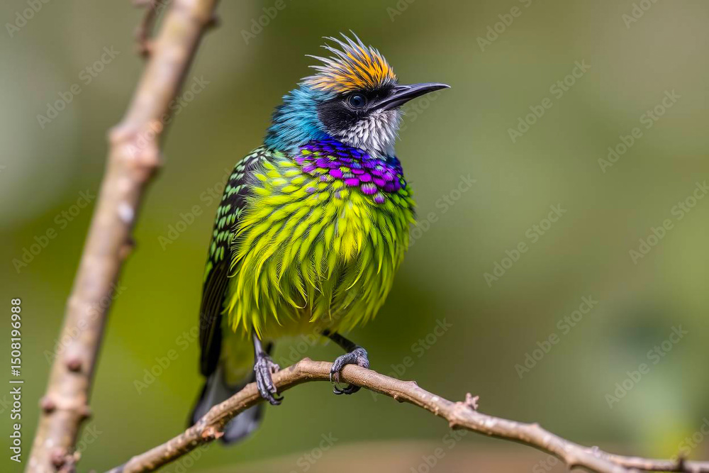 Gorgeous Spangled Cotinga Perched in Nature, Displaying Its Vibrant Blue and Green Plumage in a Serene Tropical Habitat, Vibrant Wallpaper Gorgeous Spangled Cotinga Perched in Nature, Displaying Its Vibrant Blue and Green Plumage in a Serene Tropical Habitat, Vibrant Wallpaper