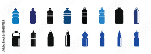 Water bottle set vector illustration. set of blue bottle isolated.