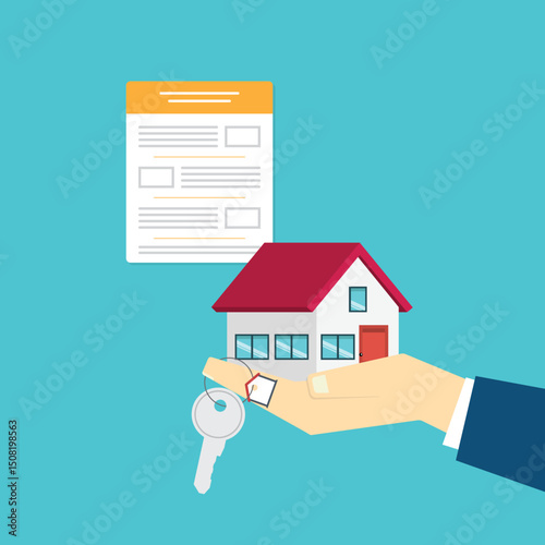 House contract . Buy or rent . Real estate document, mortgage documents.
