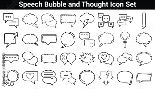 Speech Bubble & Thought Icons – Chat, Dialogue, Messaging, Thinking, Communication Vector Set