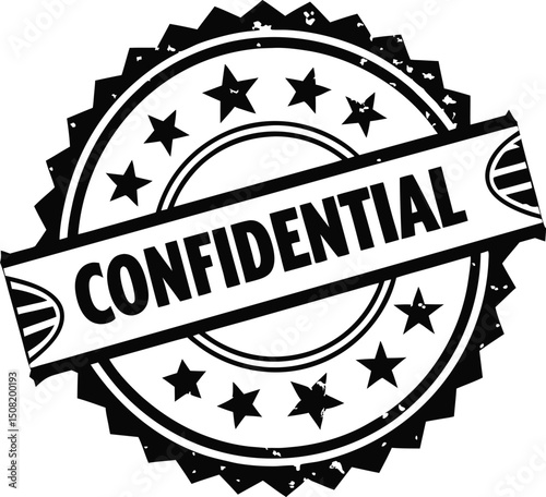 grungy confidential label vector with stars and vintage texture for privacy notices

