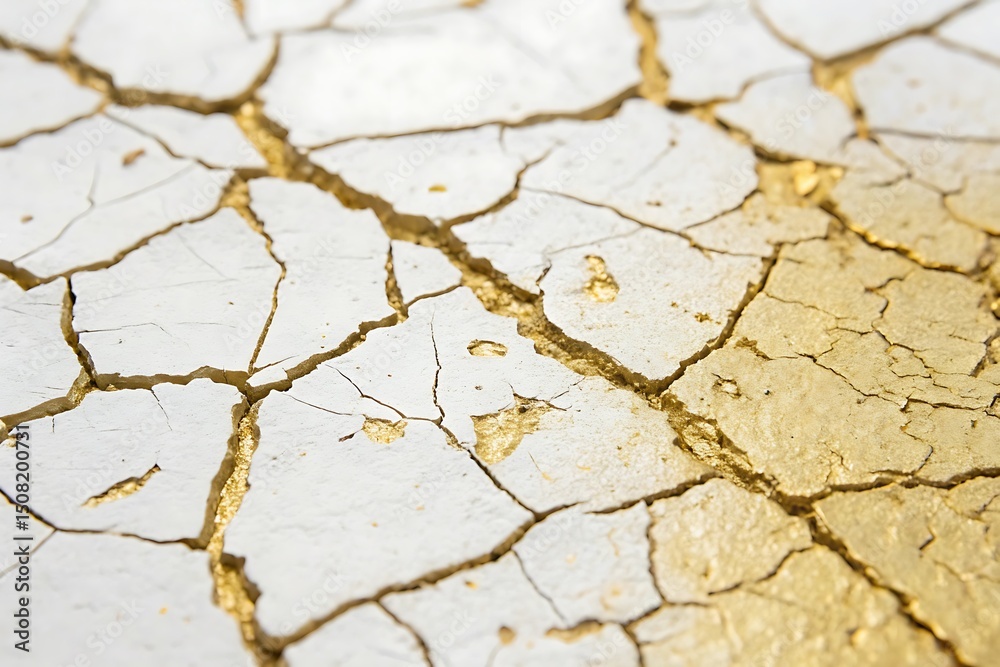 Fototapeta premium Cracked surface with gold paint on it