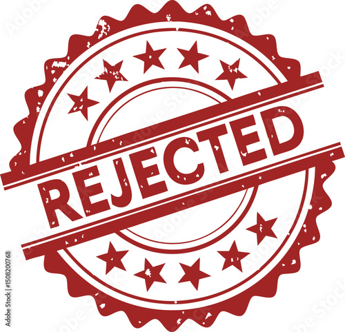 official rejection seal stamp with retro distressed texture and classic circular badge layout
