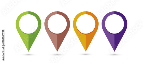 Colorful Location Map Pins Set for GPS and Navigation UI