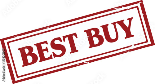 Red rubber stamp, BEST BUY text, bold capital letters, distressed effect 