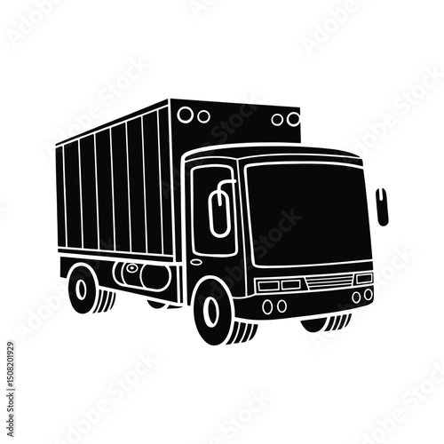 Truck Icon. Truck Delivery of Goods to Warehouse. Logistics Truck.