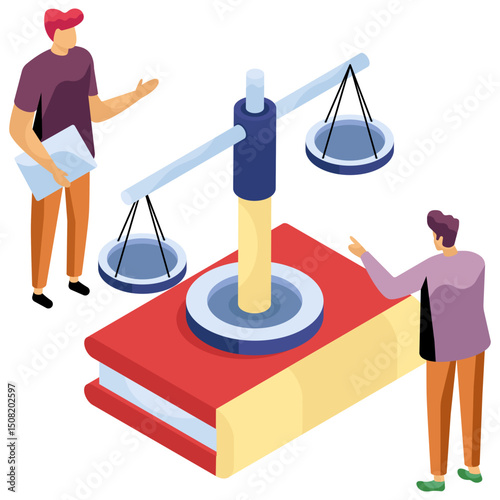 Conceptual isometric design icon of law book