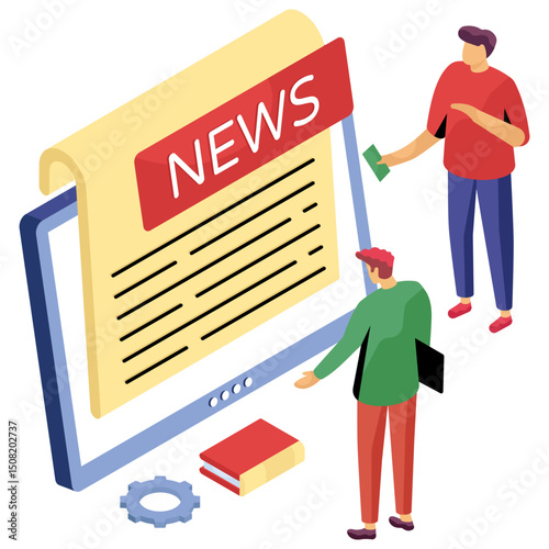 Editable design icon of online news