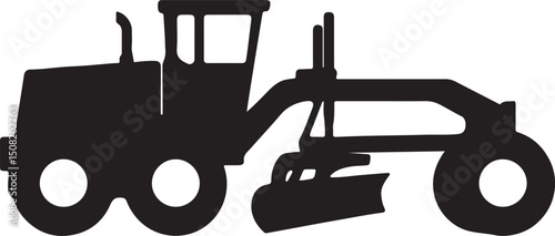 road grader silhouette construction vehicle vector illustration