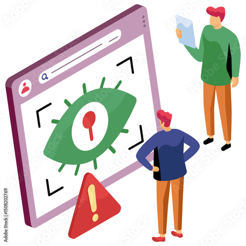 A colored design illustration of iris recognition