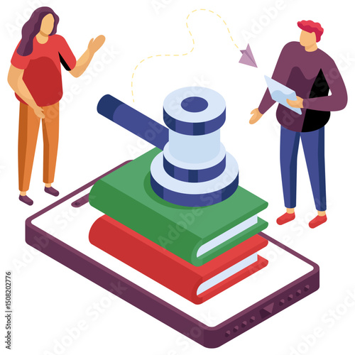 Conceptual isometric design icon of law book