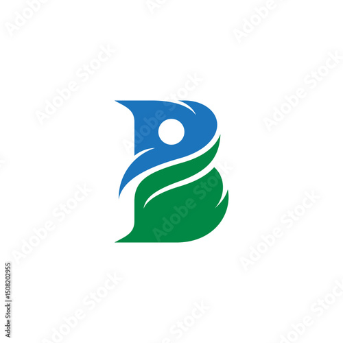 B letter and people logo with leaf element