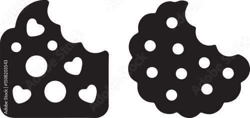 cookie silhouette, biscuit vector, baked goods icon, chocolate chip cookie silhouette, oatmeal cookie vector, sugar cookie icon, cookie stack silhouette, cookie jar vector, cookie plate icon, 