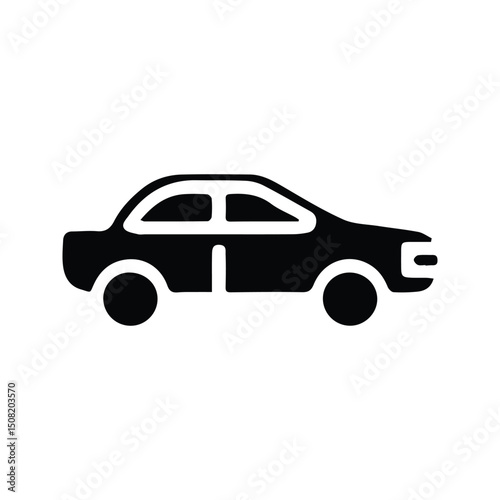 Car Icon. Passenger Car Side View.