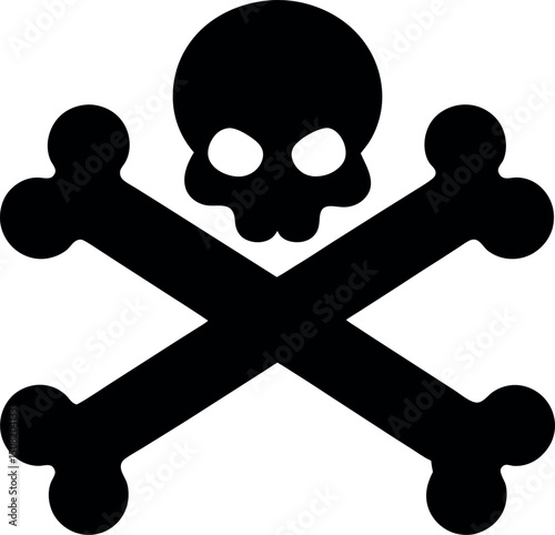 skull and crossbones icon silhouette vector illustration