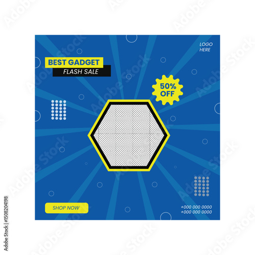 Blue and yellow gadget flash sale social media banner