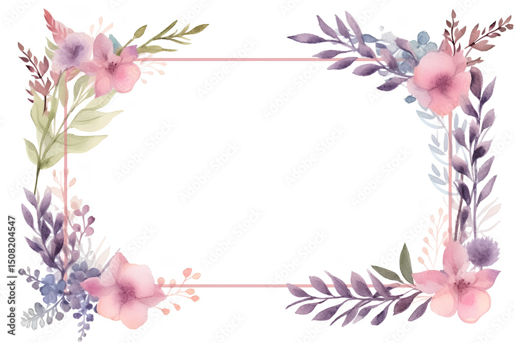 Naklejka premium Hand Drawing Wildflower Rectangle Frame Watercolor Style