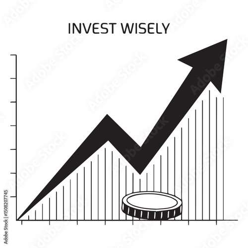 business graph with arrow. invest wisely.
