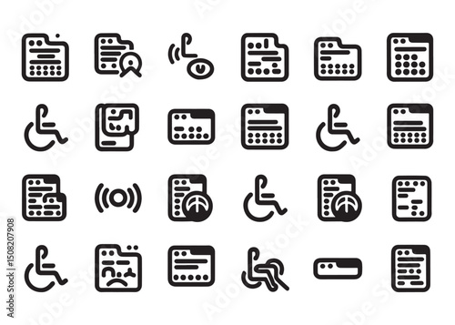 Accessibility icons set digital inclusion symbols