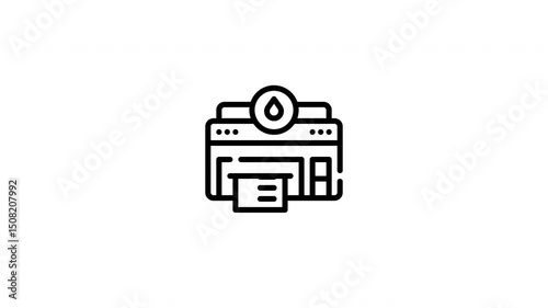 icon line motion graphic inkjet printer