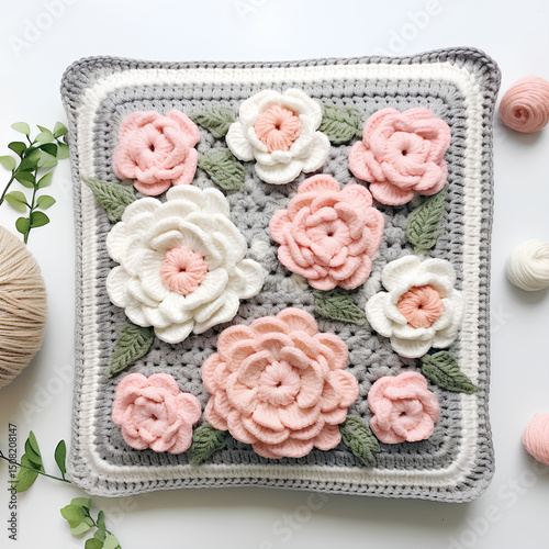 Wallpaper Mural Crocheted Decorative Square Pillow with Panda Design 1 Torontodigital.ca