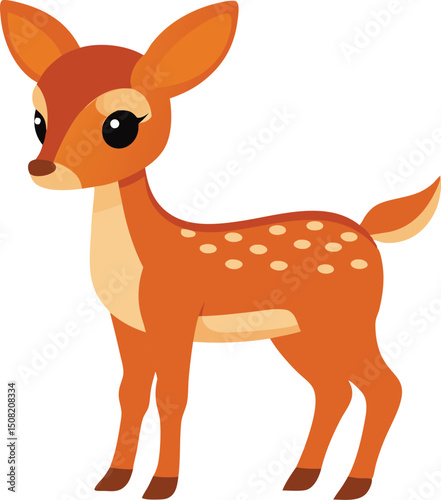Sweet baby deer in gentle and heartwarming woodland theme vector art illustration