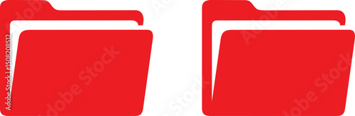 Minimal Red Folder Icon, White Background, Flat Style, File, Document, Storage, Directory, Office, Data, Archive, Business, Organization, Clean, Vector, Symbol, UI, Interface, Digital, File Management