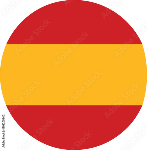 Circle Spanish flag icon flat minimal clean vector