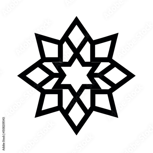 Decorative symmetry round diamond pattern in hand drawn style
