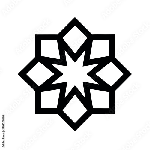 Decorative symmetry round diamond pattern in hand drawn style
