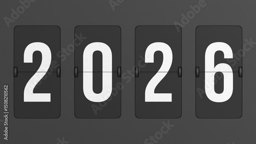 Flip black scoreboard 2026. 3D render