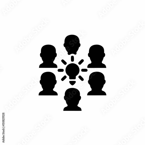 Team Brainstorming Icon Vector Silhouette Design